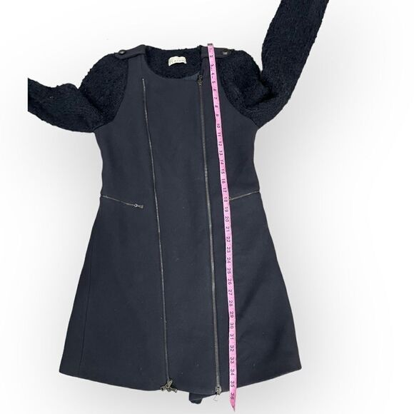 ALYSI Navy Blue Wool Blend Multi Zip Coat - Picture 15 of 15